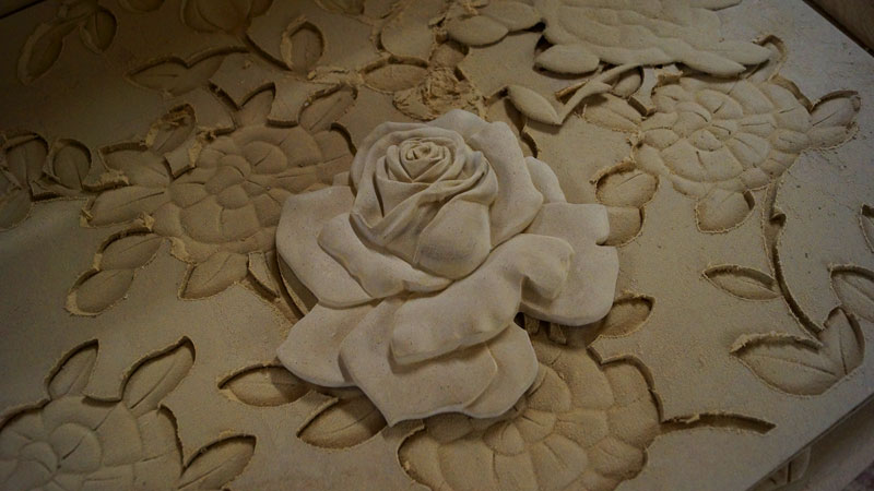 Резьба 3D орнамента и розы на чпу станке